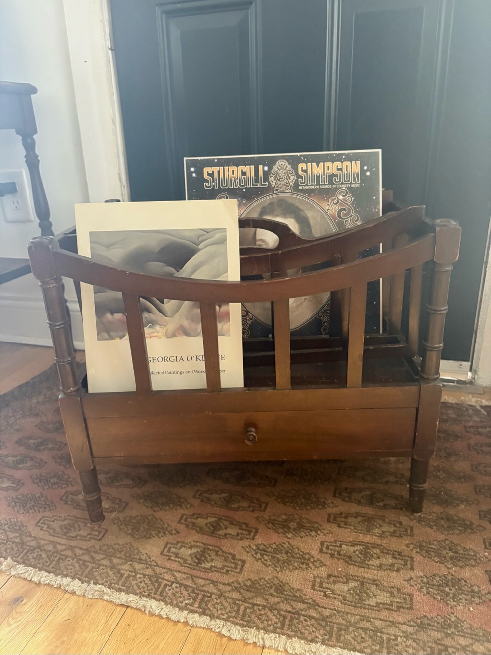 Mahogany Canterbury-Style Magazine Rack